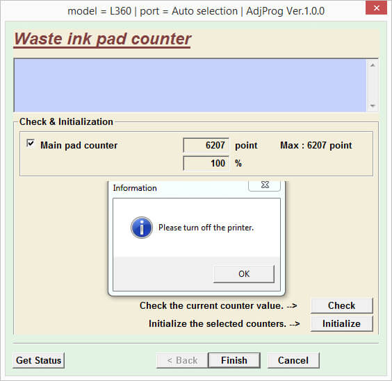 Weste ink pad counter