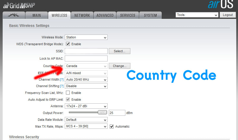 การตั้งค่า country code ubiquiti